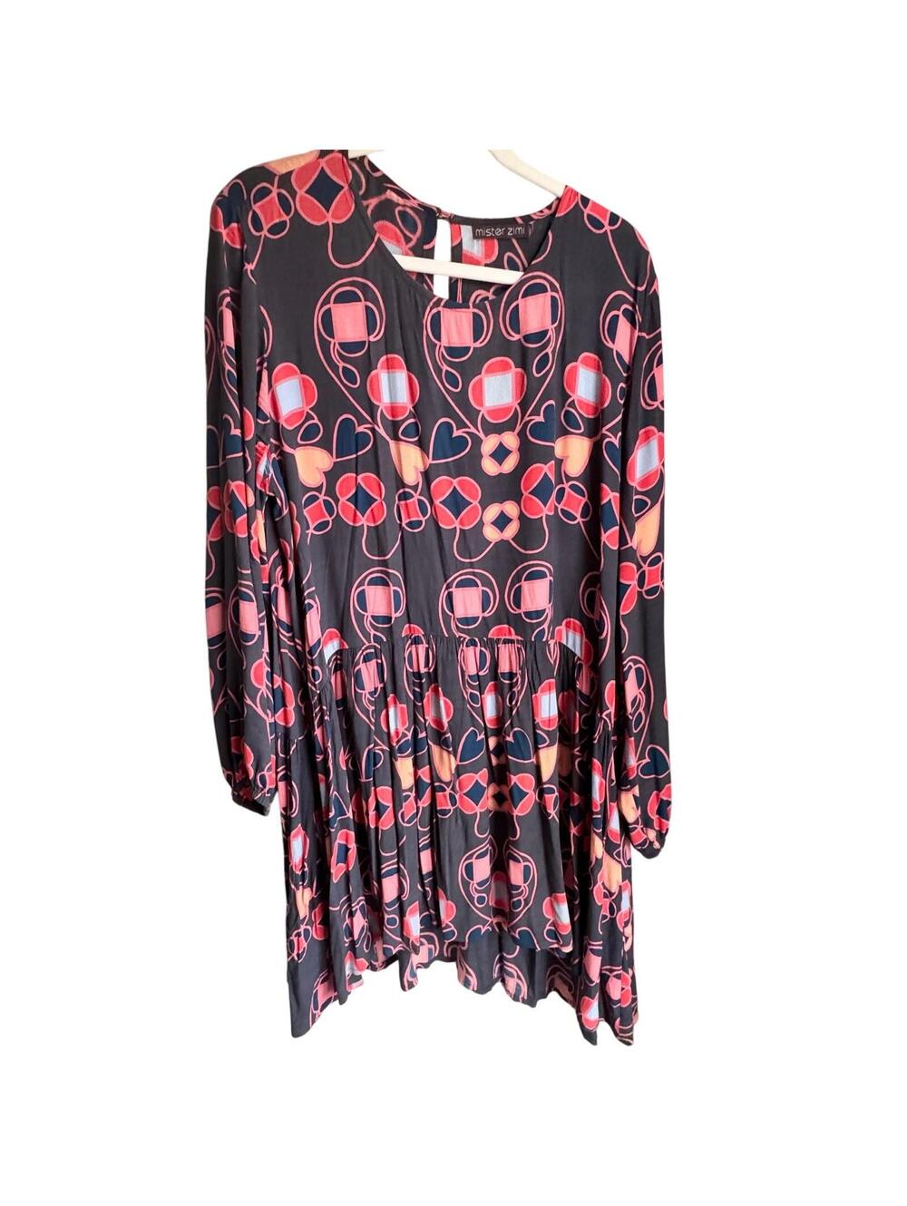 Mister Zimi Oversized Heart Print Long Sleeve Mini Dress